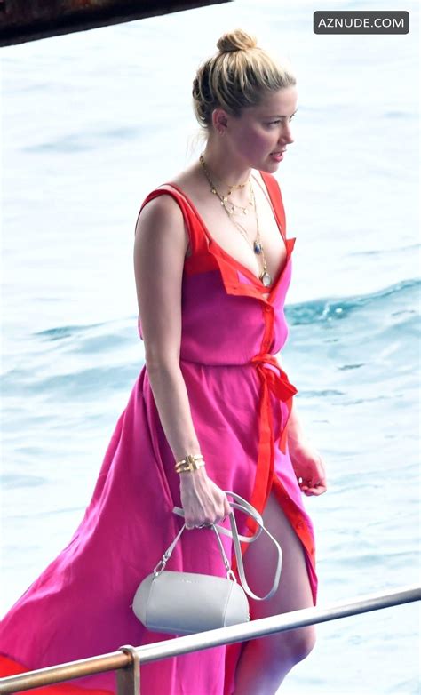 Amber Heard Enjoys A Day In A Red Bikini With Friends Aboard A Yacht On The Amalfi Coast Aznude