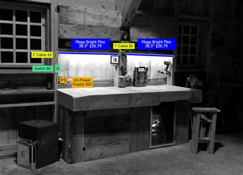 Wood Workbench Lights with In-Line Switch - Inspired LED