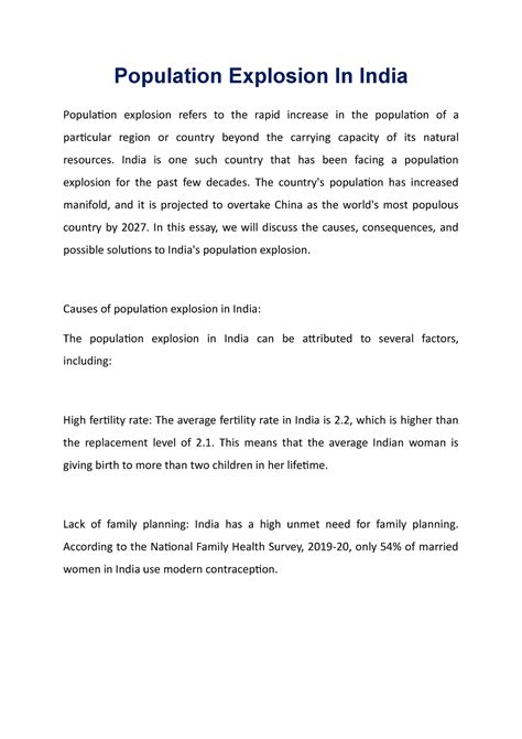 Note On Population Explosion In India Population Explosion In India