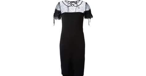 Lyst Red Valentino Lace Panel Cocktail Dress In Black