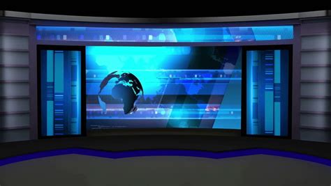 News Tv Studio Set Virtual Green Screen Background Loop Stockvideos