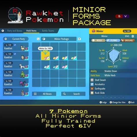 Minior Forms Package (7x, 6IV) – Pokemon Scarlet and Violet - Rawkhet Pokemon