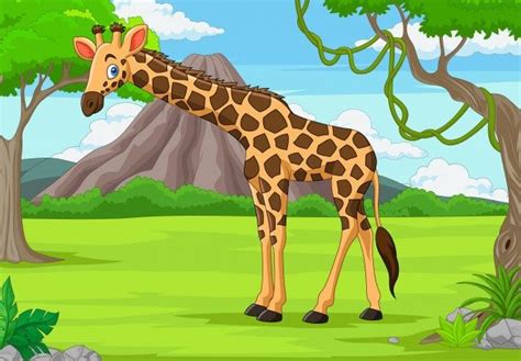 Dibujos animados jirafa en la selva | Vector Premium | Cartoon giraffe ...