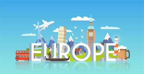 Travel Banner Trip To Europe Stock Vector Illustration Of