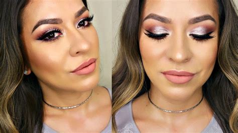 New Years Eve Glam Makeup Tutorial Silver Taupe Smokey Eye Hooded