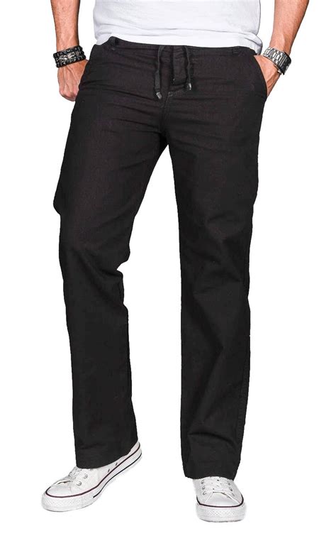 A Salvarini Herren Leinenhose Leichte Sommer Leinen Hose Lockere Sto