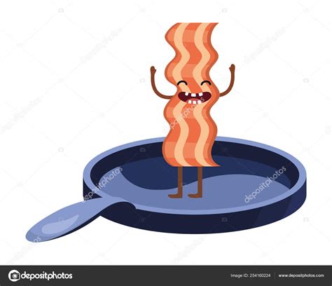 Delicious Tasty Kawaii Bacon Cartoon Stock Vector By Stockgiu 254160224