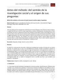 Antes del método del sentido de la investigación social y el origen de