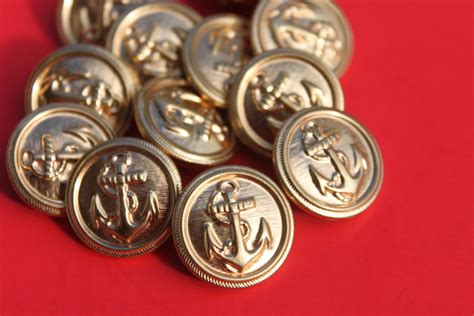 Vintage Naval Anchor Brass Metal Crafting Buttons Gold Etsy