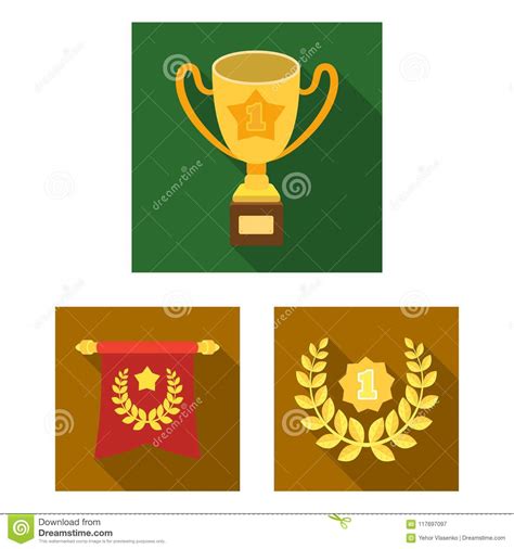 Awards And Trophies Flat Icons In Set Collection For Design Reward And Achievement Vector Symbol