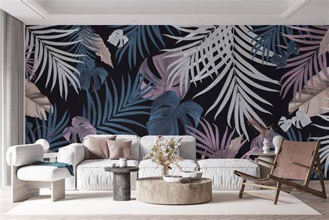 Tropical Jungle Night Leaves Pattern 7 Wallpaper Buy Online At Happywall