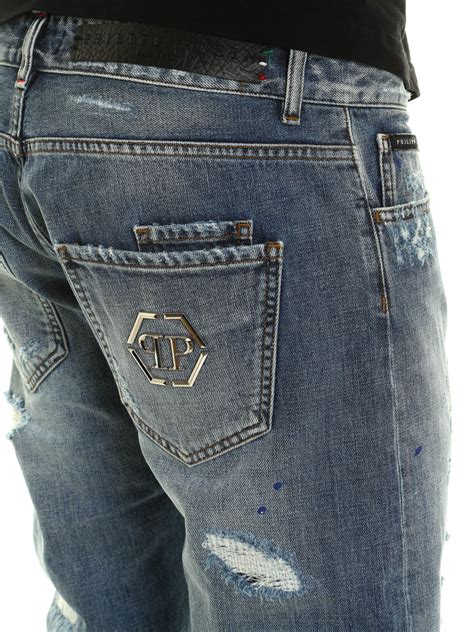 Straight Leg Jeans Philipp Plein Rainbow Denim Jeans MDT0062PDE007N31WA