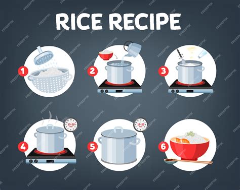 Premium Vector | How to cook rice with few ingredients easy recipe