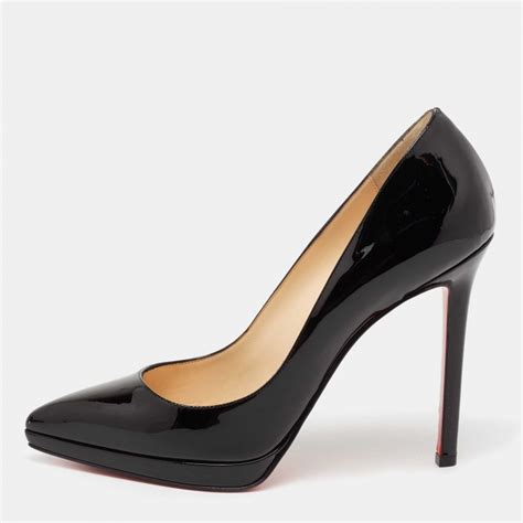 Christian Louboutin Black Patent Leather Pigalle Plato Platform Pumps