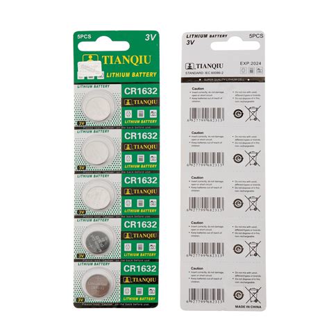 Tianqiu Cr1632 3V Lithium Button Cell Dry Battery Reloj Pilas Cr2032