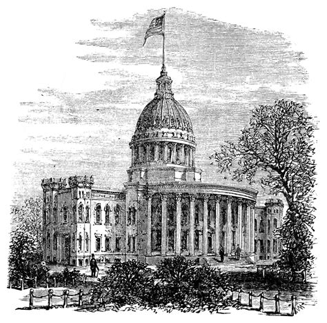 Vintage Engraving Of The Wisconsin State Capitol In Madison Usa Vector