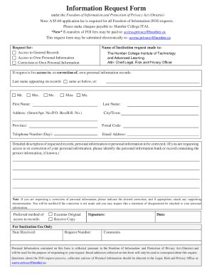 Fillable Online Freedom Of Information Foi Access Request Form Fax