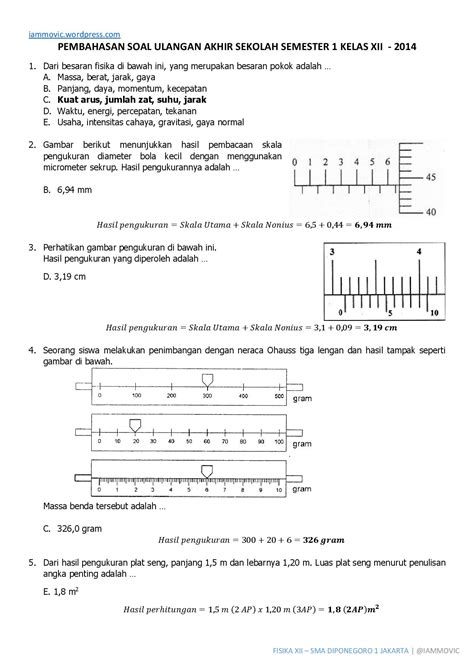 Soal Fisika Kelas 11 Semester 1 Dan Pembahasan Beinyu