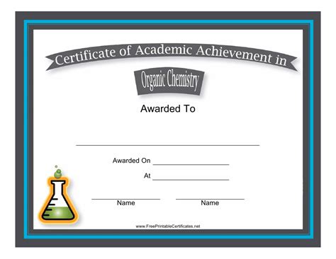 Organic Chemistry Academic Achievement Certificate Template Download