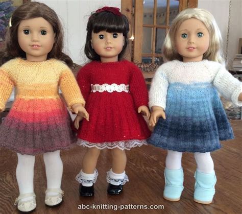 Abc Knitting Patterns American Girl Doll Pleated Skirt Dress Doll