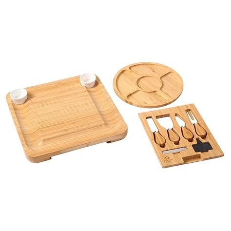 Kit De T Buas De Queijo E Frios Bambu Petisqueira Facas Molheira De