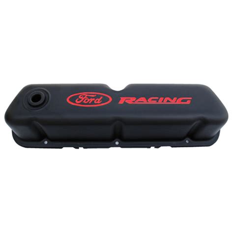 Ford Racing Logo Stamped Steel Valve Covers Black Crinkle Finish Part Details For 302 072