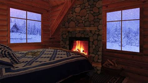 Cozy Winter Cabin Ambience Snowfall Sounds For Sleeping Howling Wind