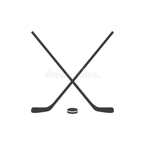 Hockey Stick Flat Icon On White Background Two Crossed Hockey Sticks