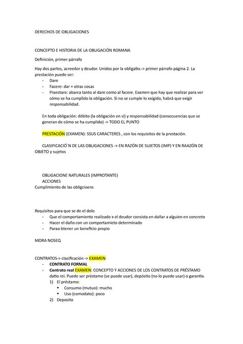 Derechos De Obligacionessss Civil Derechos De Obligaciones Concepto E