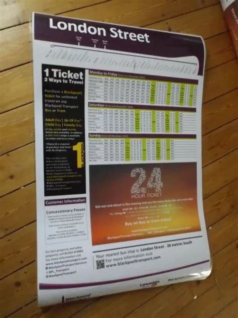 BLACKPOOL TRAMS LAMINATED 2016 timetable from london street stop 63cms ...