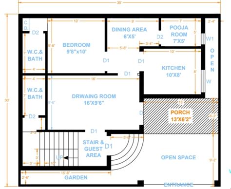 वास्तु के अनुसार दक्षिण मुखी घर के नक्शा South Facing House Plan According Vastu Shastra