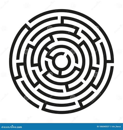 Black Circle Vector Maze Isolated On White Background Labyrinth With Three Entrances And One