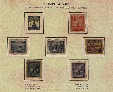 angelas philippine republic stamps: 1947 First Definitives (I - III)