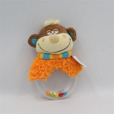 Doudou Hochet Singe Marron Orange BENGY