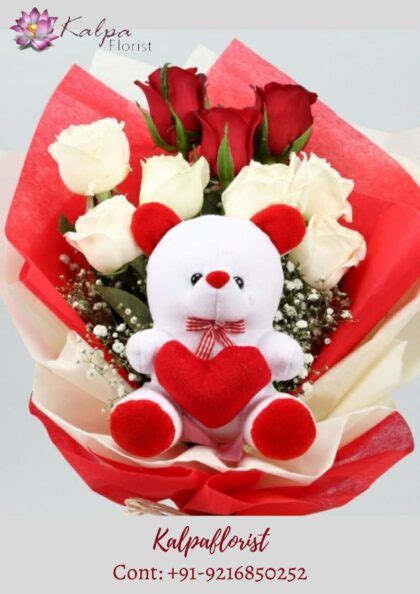 Flowers With Teddy Bear Online Ts Delivery In Ludhiana Kalpa Florist