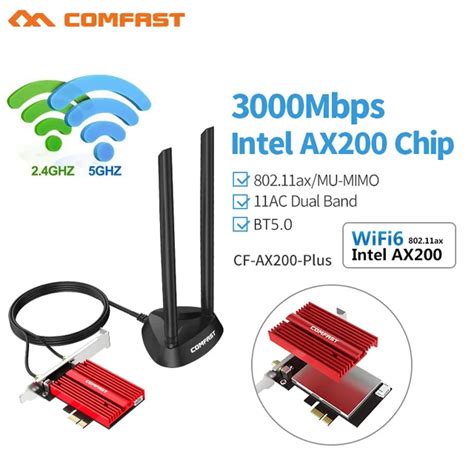 3000Mbps Dual Band Wireless Desktop PCIe For Intel AX200 Plus Card 802