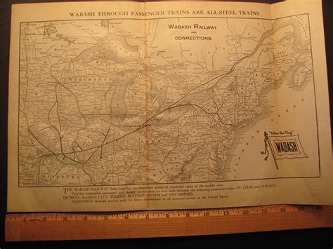 10 X 16 1924 Wabash Railroad System Map W Depot Locations Ia Il In Mi