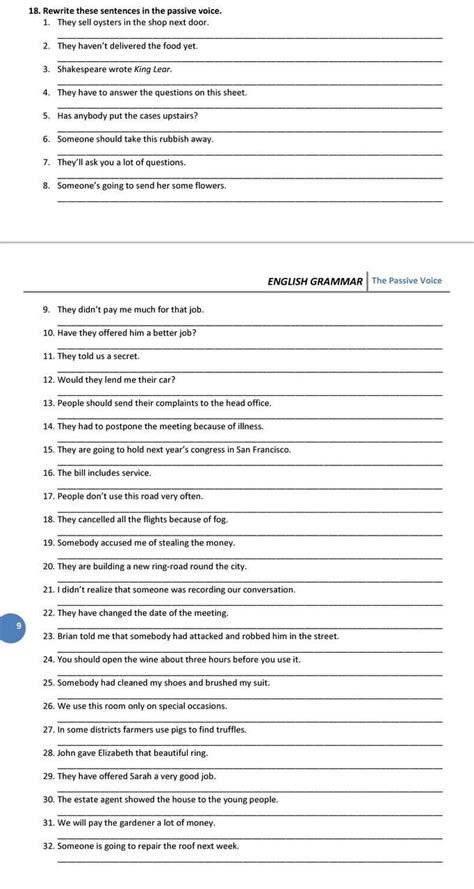 18 Rewrite These Sentences In The Passive Voice 1