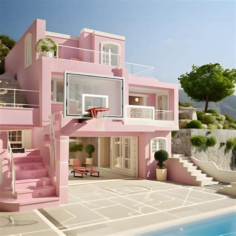 Premium AI Image | Luxury pink mansion in barbie style