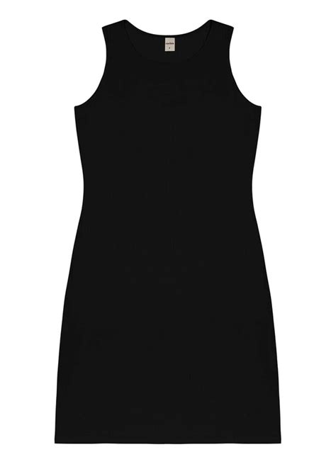 Vestido Curto Em Ribana Canelada Preto Rovitex