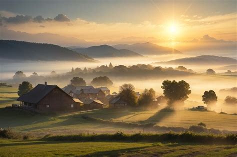 Foto Dos Primeiros Raios Do Sol Nascente Em Campos Verdes Agricultores