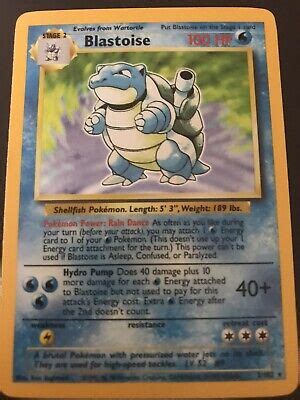 1999 POKEMON Blastoise Base Set Unlimited Rare Holographic Card WOTC 2