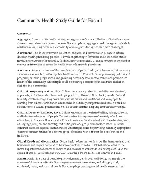 Community Health Exam Study Guide Community Health Study Guide For