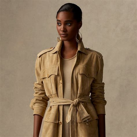 Buy Ralph Lauren Tasha Belted Lamb Suede Jacket Safari Tan At 39 Off