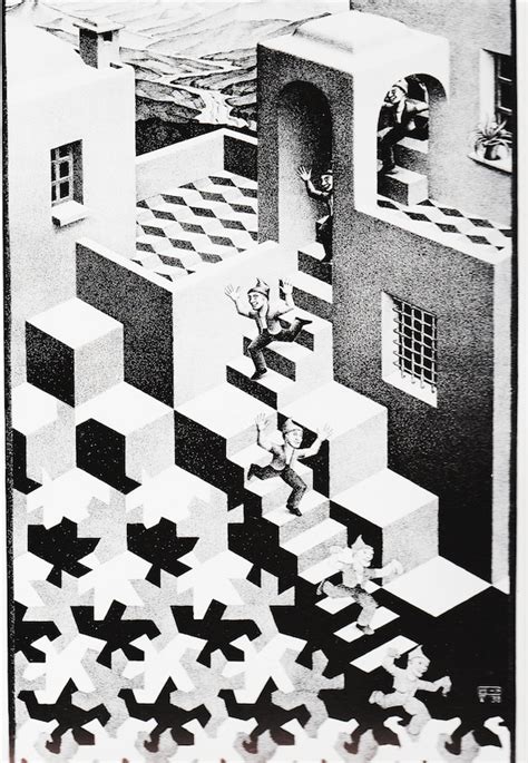 Escher Relativity Art Print Vintage MC Escher Drawing Optical Etsy UK