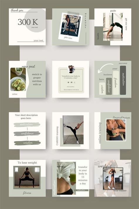 30 Instagram Post Templates For Fitness Fitness Instagram Template Bundle Nutrition Instagram