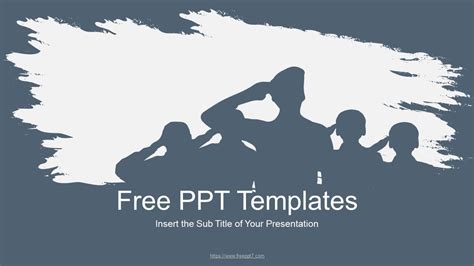 This Is A Military Theme Powerpoint Template With Saluting Soldiers As