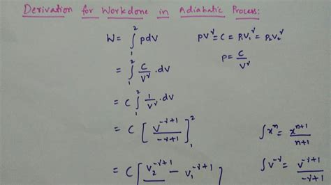 Derivation Of Expression For Work Done In Adiabatic Process Youtube