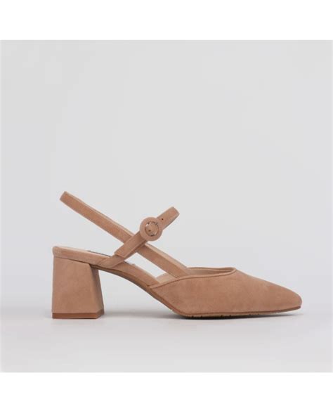 Zapatos ante nude tacón cómodo LORENA Colección LT