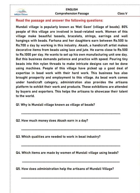 Grade 5 English Worksheets